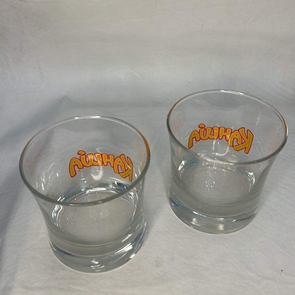 Kahlua Rocks Glasses 10 Oz Each 3 1/2 In Tall 3 1/2 In Round Set 2 Bar Cocktail - Picture 3 of 6